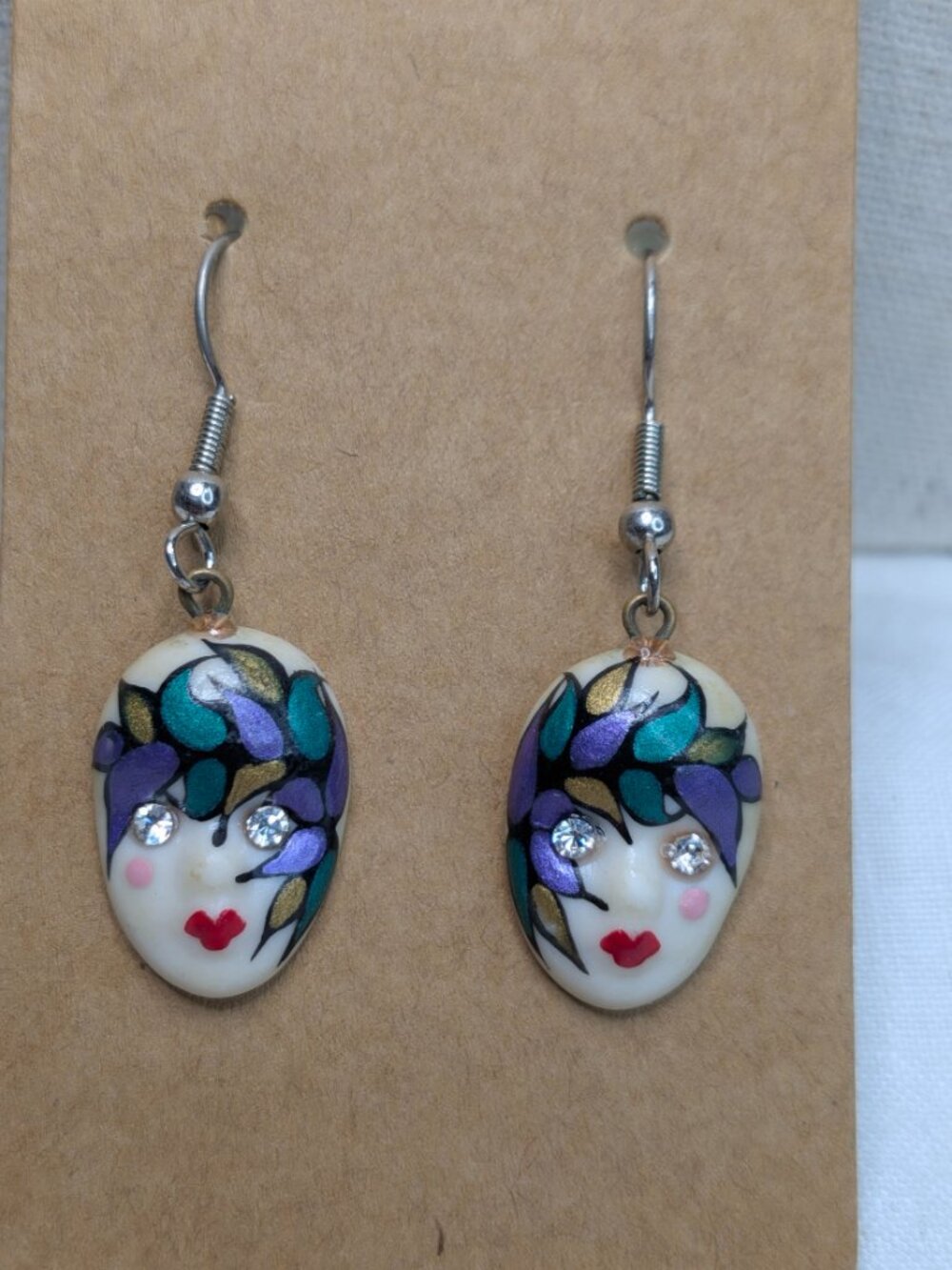 Vintage Handcrafted Face Earrings – Polymer Clay Artwear